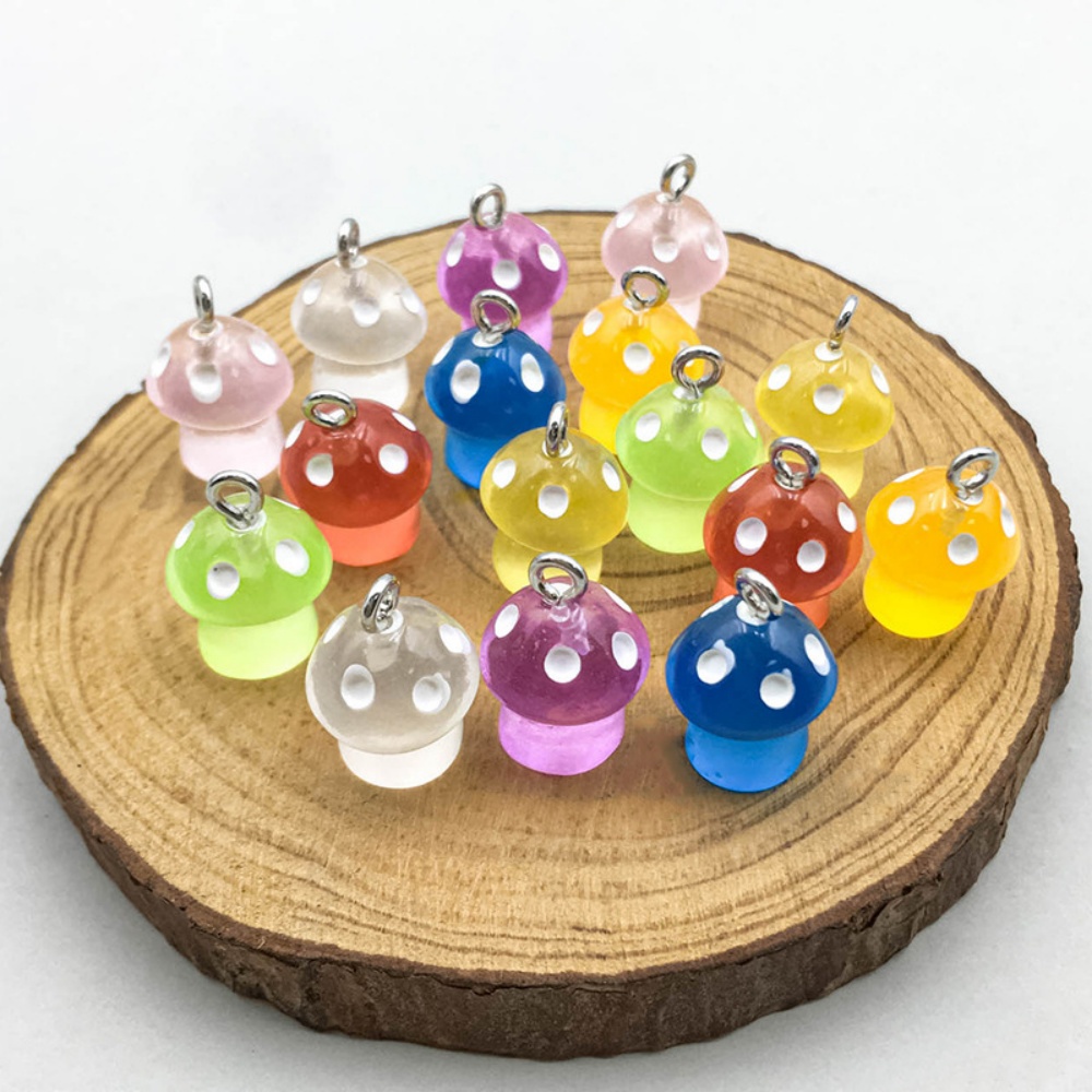 16pcs Luminous Mushroom Charms - Resin Art Earrings avaliação e preço