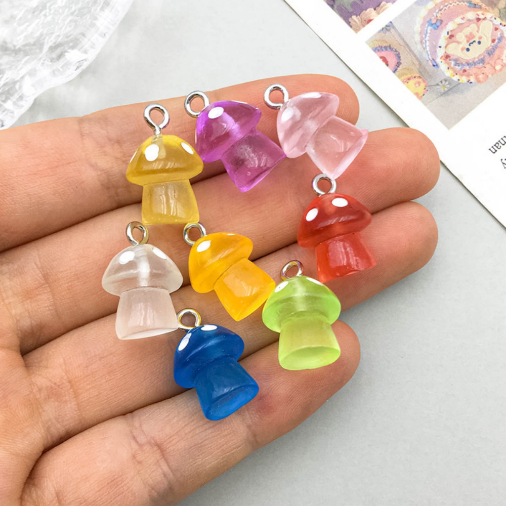 16pcs Luminous Mushroom Charms - Resin Art Earrings avaliação e preço