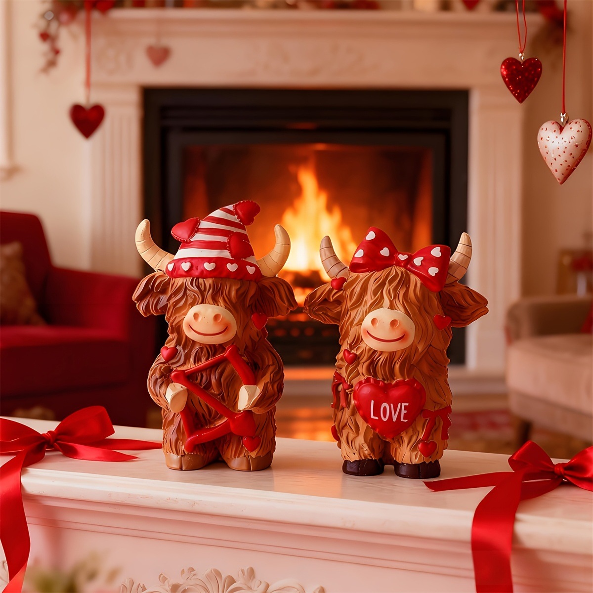 Highland Cow Couple Resin Orna - Resin Art Gift For Wedding avaliação e preço