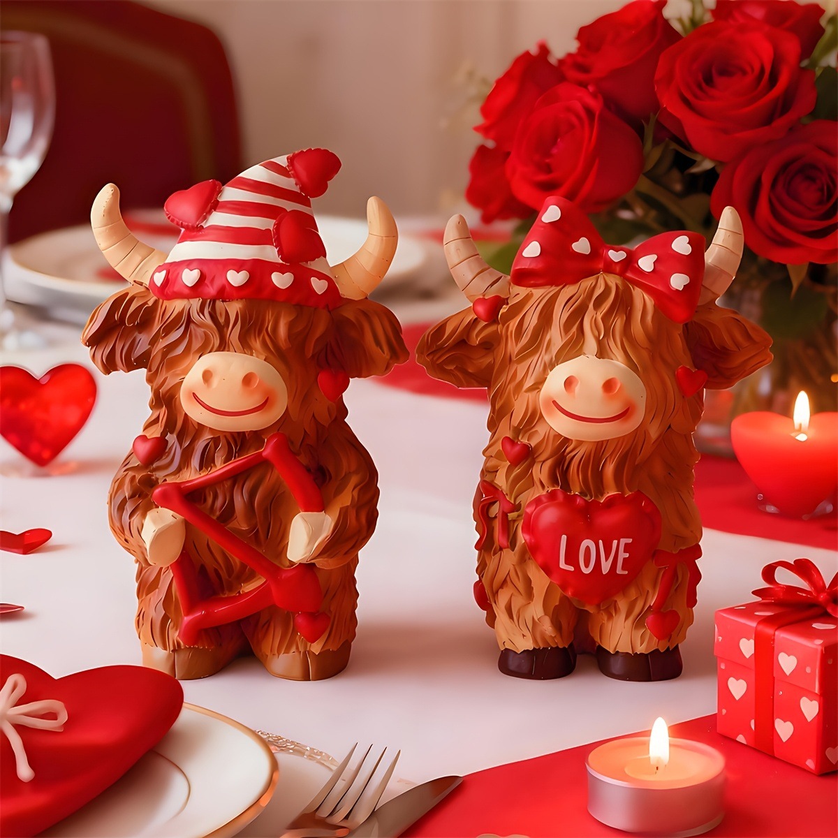 Highland Cow Couple Resin Orna - Resin Art Gift For Wedding avaliação e preço