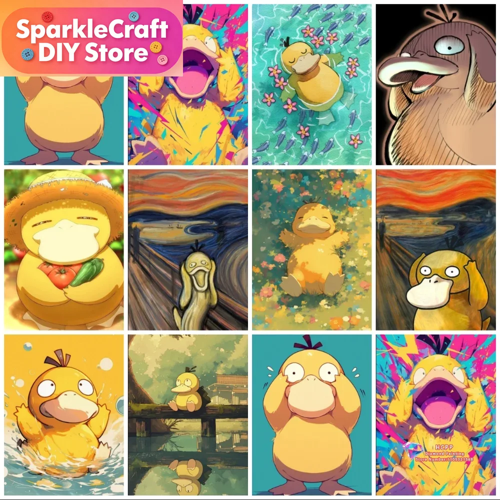 1pc frameless Psyduck Cartoon  - Resin Art Sticker avaliação e preço