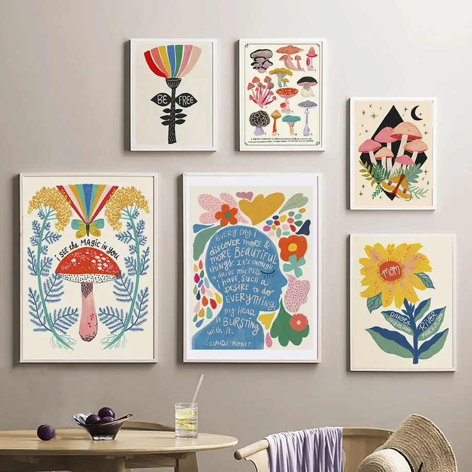 Boho Mushroom Butterfly Sunflo - Resin Art Quotes avaliação e preço