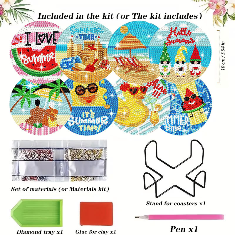 8PCS Summer Beach Diamond Pain - Resin Art For Beginner avaliação e preço