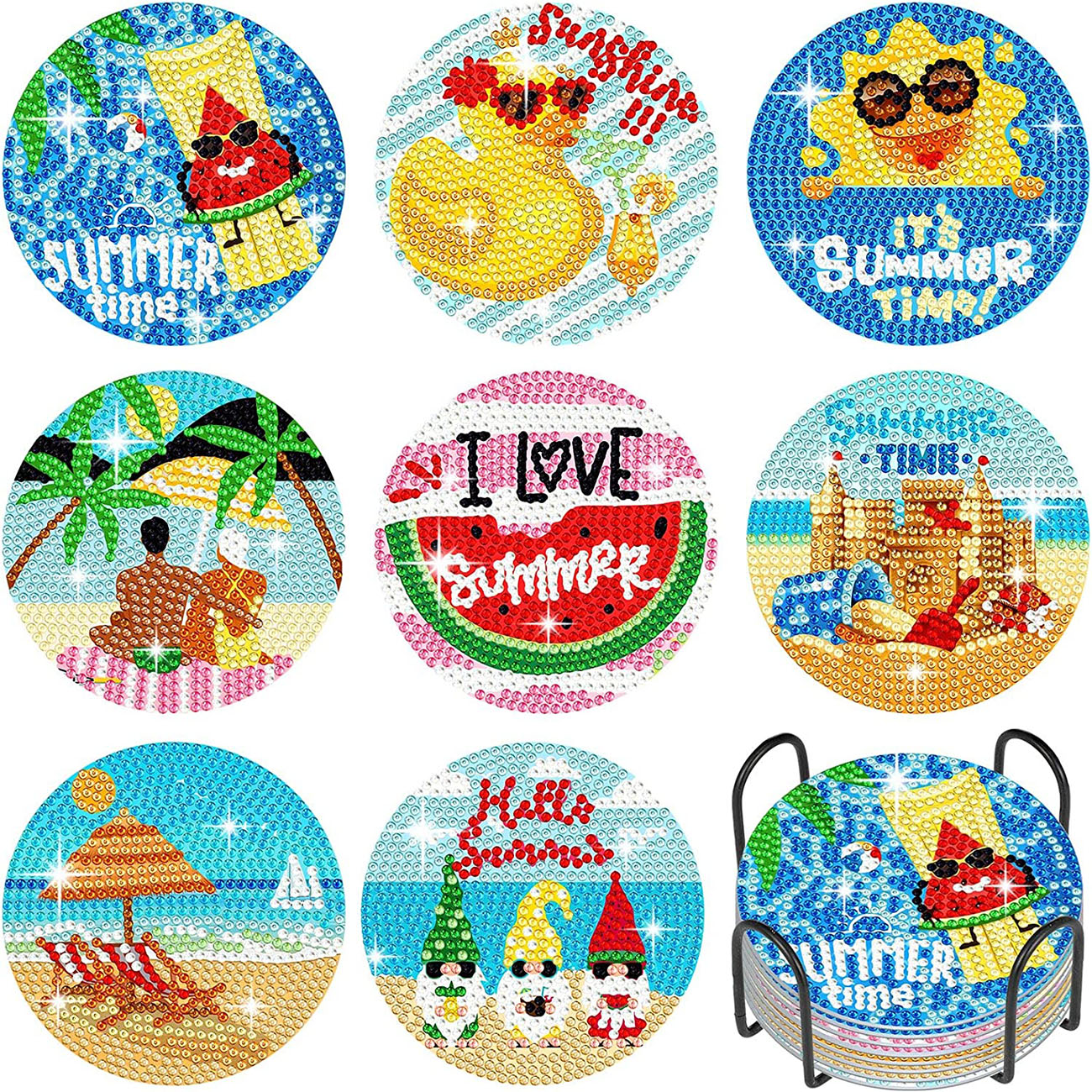 8PCS Summer Beach Diamond Pain - Resin Art For Beginner avaliação e preço