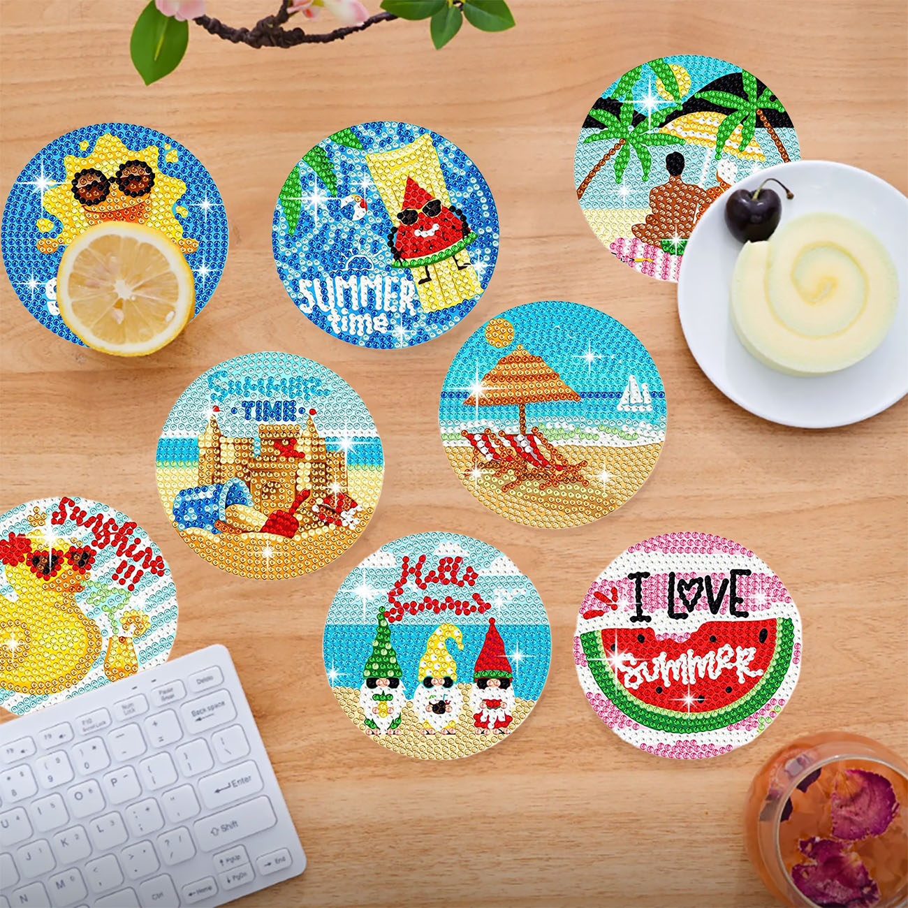 8PCS Summer Beach Diamond Pain - Resin Art For Beginner avaliação e preço