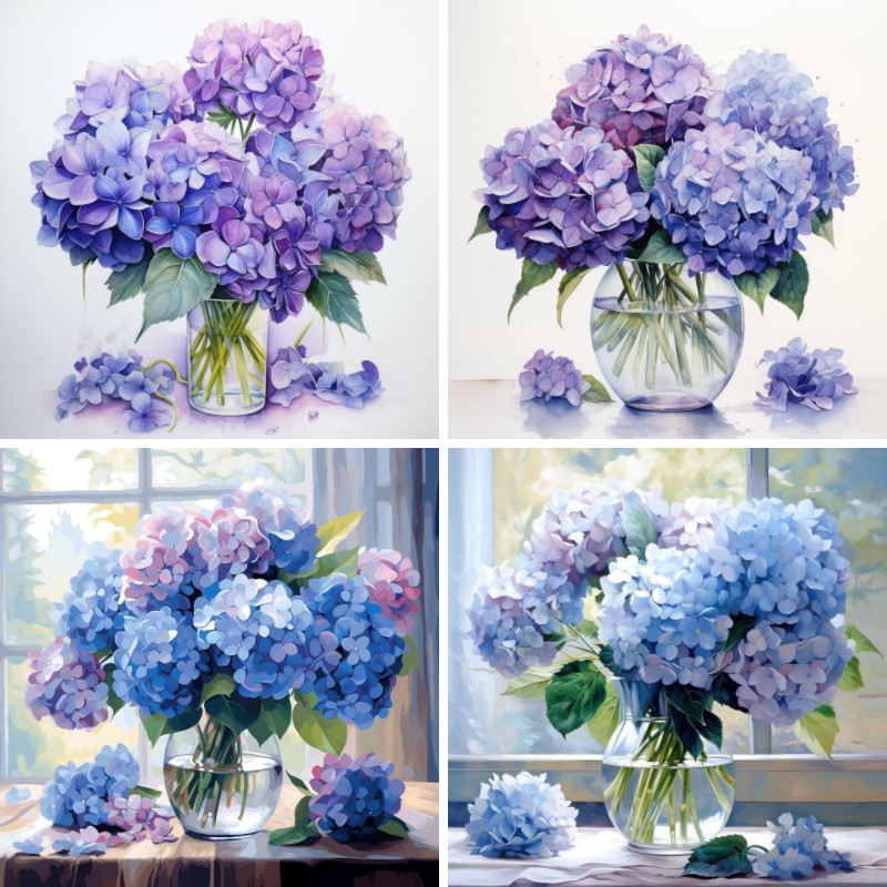 Diamond Painting Hydrangeas Fl - Resin Art Kits For Adults avaliação e preço