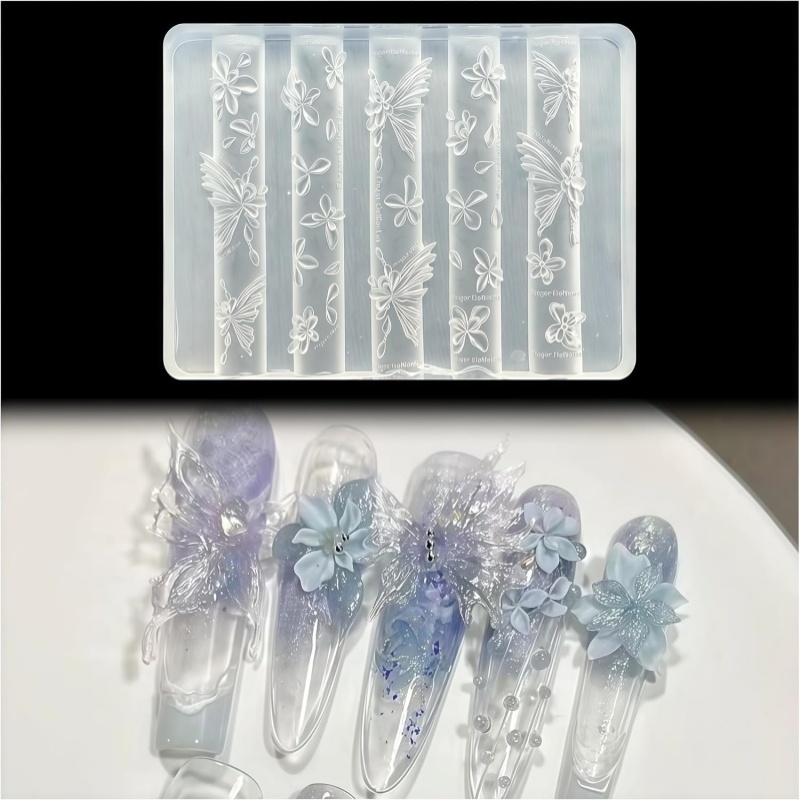 3D Butterfly Flower Gel Nail A - Resin Art Template avaliação e preço