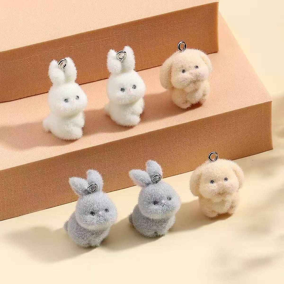 10pcs Flocking Little Rabbit R - Resin Art Earrings avaliação e preço
