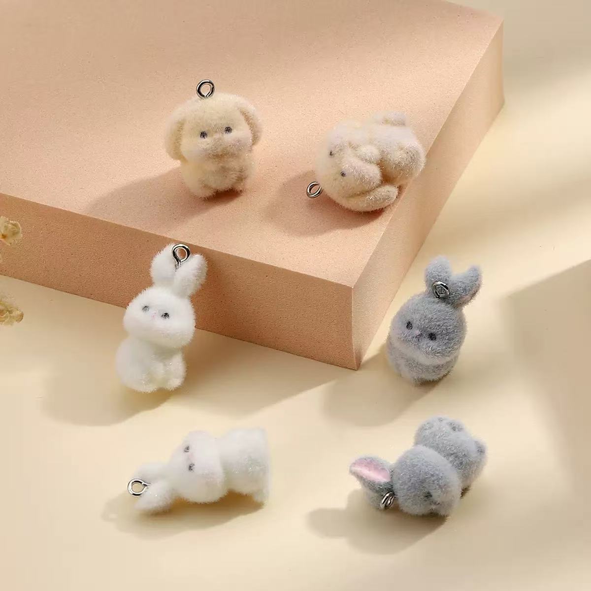 10pcs Flocking Little Rabbit R - Resin Art Earrings avaliação e preço