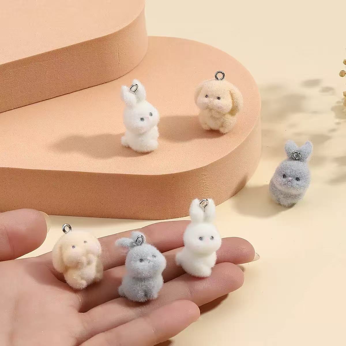 10pcs Flocking Little Rabbit R - Resin Art Earrings avaliação e preço
