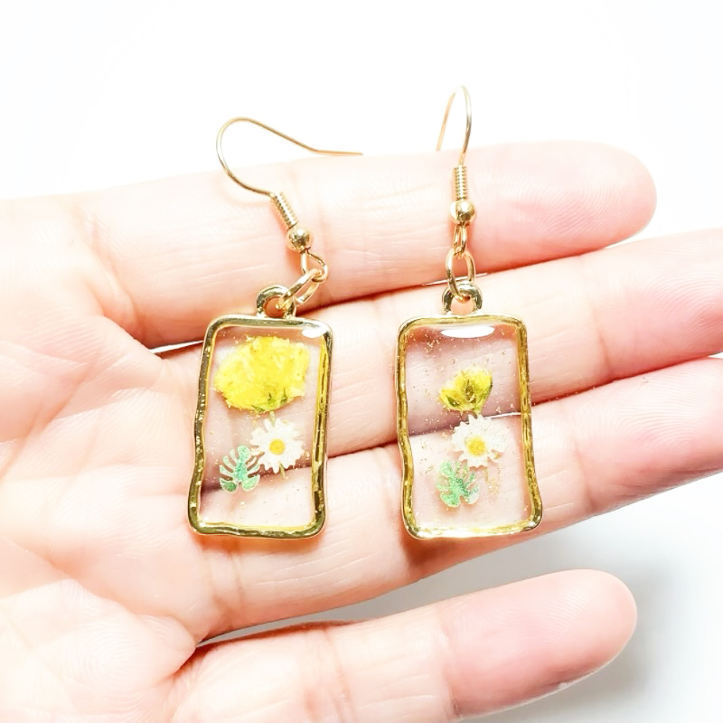 Dried Flower Earrings Heart Re - Resin Art Ring avaliação e preço