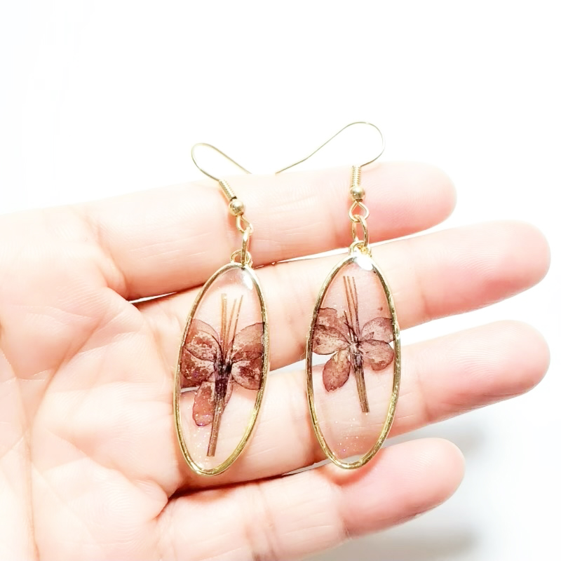 Dried Flower Earrings Heart Re - Resin Art Ring avaliação e preço