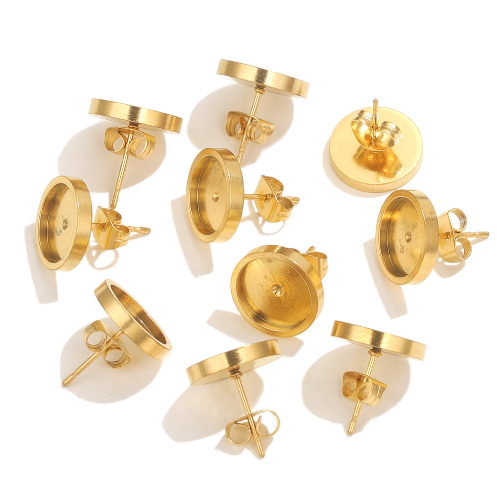 10pcs Stainless Steel Gold Ear - Resin Art Earrings avaliação e preço